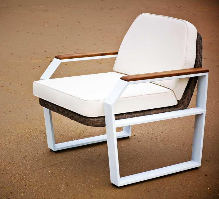 Salon De Jardin Aluminium Blanc Et Teck Miami 6 Places 1469 Salon