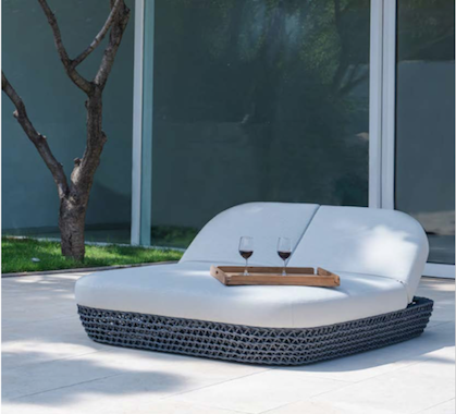Bain de soleil 2 places aluminium Haut de Gamme Beige et Gris Alice