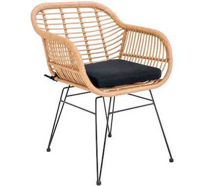 Chaise Bistrot Rotin Naturel avec coussin