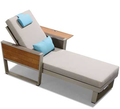 Bain de Soleil Haut de Gamme Aluminium et Teck York Beige