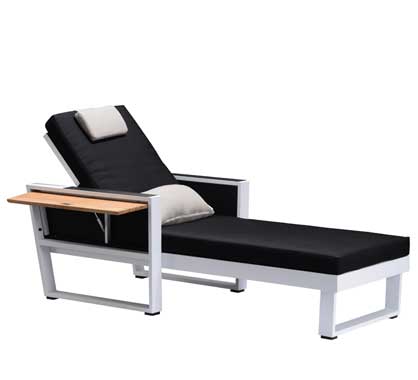 Bain de Soleil Haut de Gamme Aluminium et Teck York Blanc