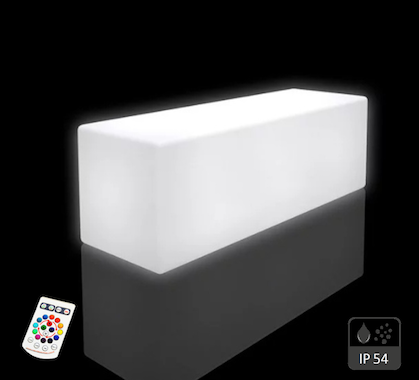 Banc Lumineux LED Droit Extérieur 120 cm Sans Fil