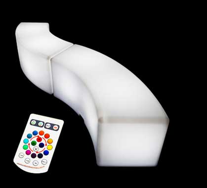 Banc Lumineux LED Arrondi Extérieur Sans Fil