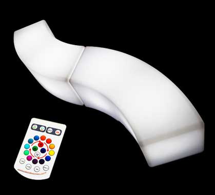 Lot De 2 Bancs Lumineux LED Arrondis Extérieur Sans Fil