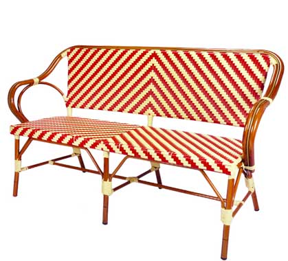 Banquette Bistrot Parisienne Aluminium Rouge et Beige