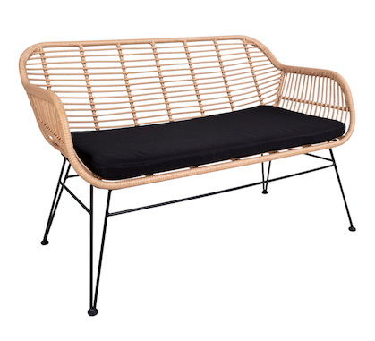 Banquette Bistrot Rotin Naturel avec coussin