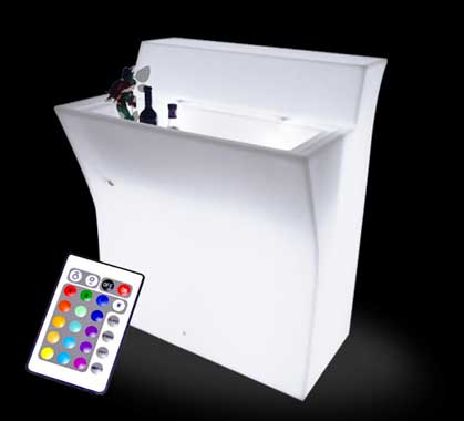 Bar Lumineux L90cm Porte Bouteilles Modulaire LED Multicolore Relief Vague Sans Fil