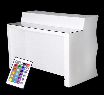 Bar Lumineux L160cm LED Multicolore Sans Fil Relief Vague Avec Plateau