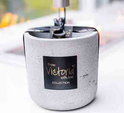 Bougie d'extérieur en pierre naturelle grise Taille Small