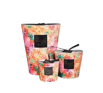 Bougie d'extérieur fleurie rose Taille Medium