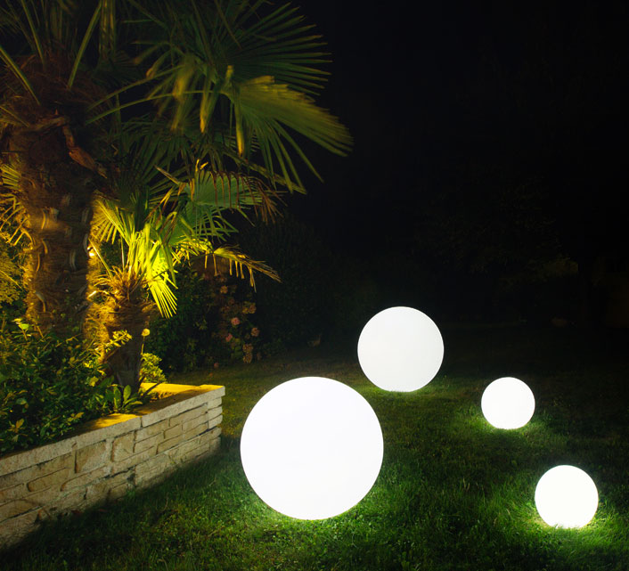 Boule Lumineuse Blanche Etanche sur Secteur 40 cm - Lumi-Jardin