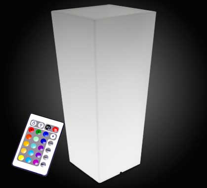 Cache Pot Lumineux Carré LED H120cm Sans Fil