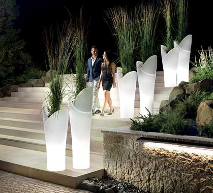 Cache Pot Lumineux Assia H115cm Extérieur Sur Batterie