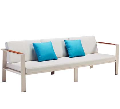Canapé de Jardin 3 Places Beige Aluminium et Teck Nofi