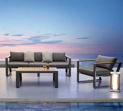Canapé de Jardin 3 Places gris Aluminium Exee