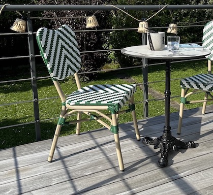 Chaise Bistrot Parisienne Aluminium Verte et Blanche