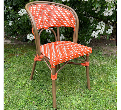 Chaise Bistrot Parisienne Aluminium Orange et Blanche