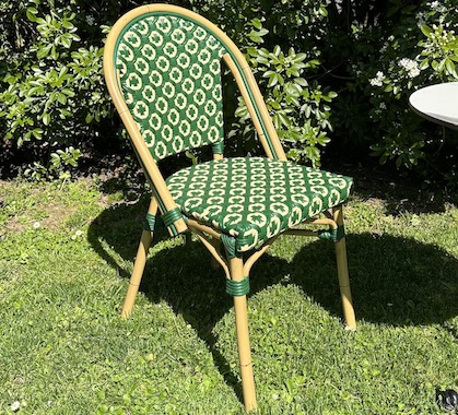 Chaise Bistrot Parisienne Aluminium Verte et Beige