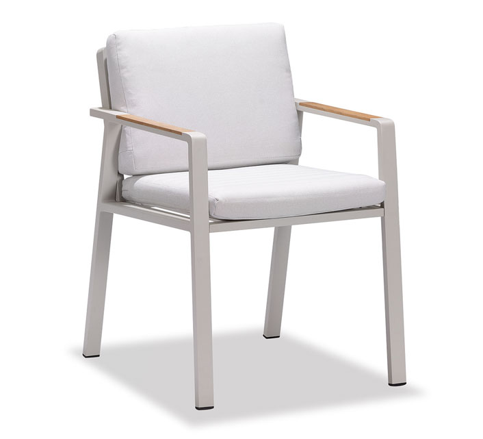 Chaise de Jardin Aluminium et Teck Nofi Beige - Chaise de jardin, chilienne