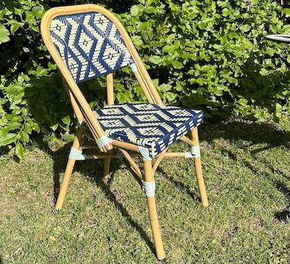 Chaise Bistrot Parisienne Aluminium Bleue Beige et Verte anis