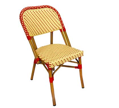 Chaise Bistrot Parisienne Aluminium Beige et Rouge