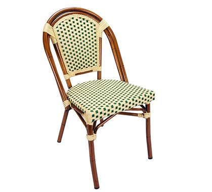 Chaise Bistrot Parisienne Aluminium Beige et Verte