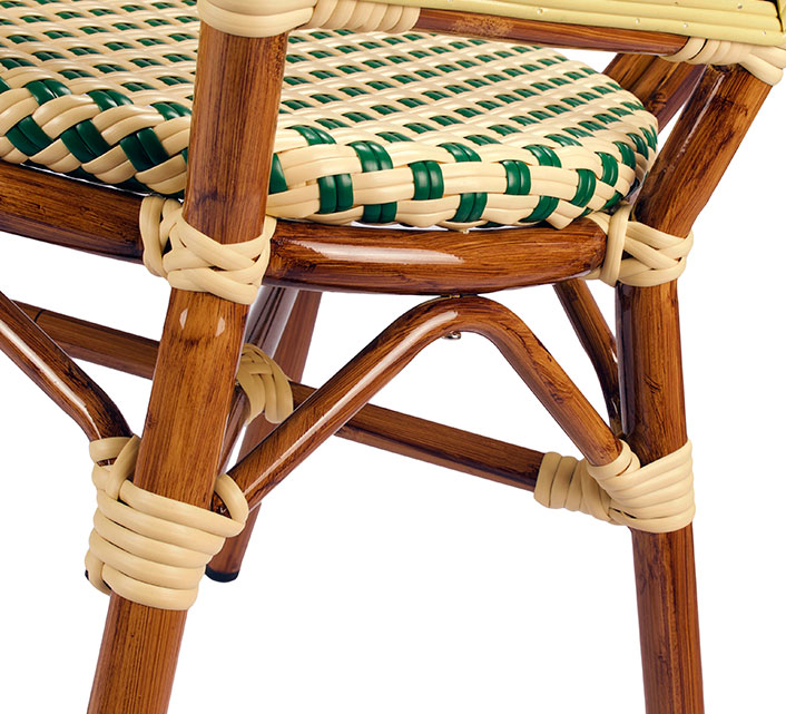 Chaise Bistrot Parisienne Aluminium Beige et Verte  Chaise bistrot