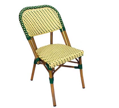 Chaise Bistrot Parisienne Aluminium Beige et Verte