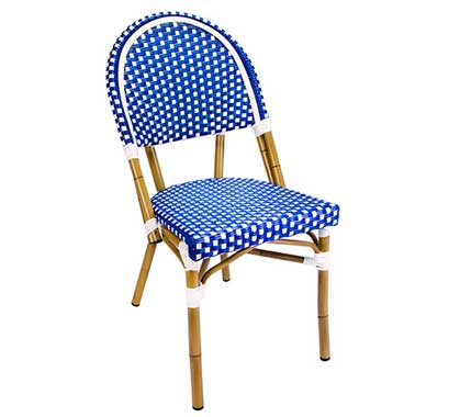 Chaise de Terrasse Parisienne Aluminium Bleu et Blanc