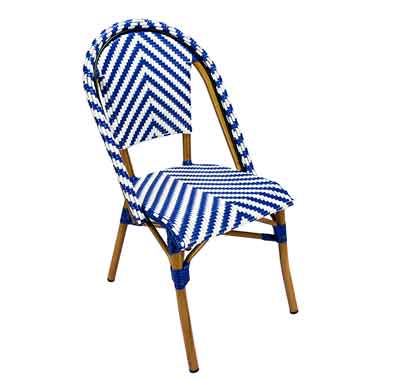 Chaise bistrot Parisienne Aluminium Bleue et Blanche
