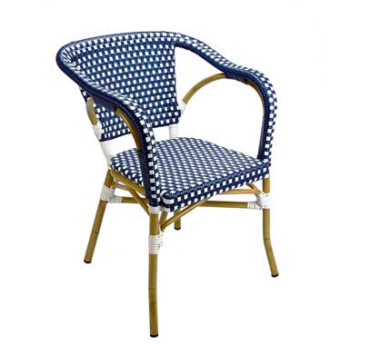 Chaise Bistrot Parisienne Aluminium Bleue et Blanche