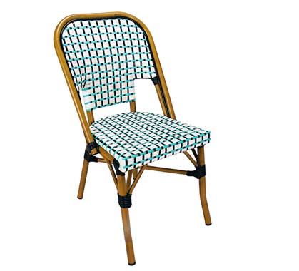 Chaise Bistrot Parisienne Aluminium Bleue et Blanche