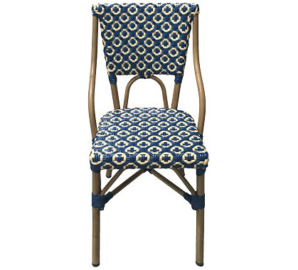 Chaise Bistrot Parisienne Aluminium Bleue et Beige