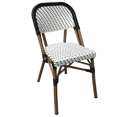 Chaise Bistrot Parisienne Aluminium Noire et Blanche