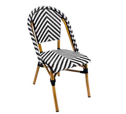 Chaise Bistrot Parisienne Aluminium Noire et Blanche