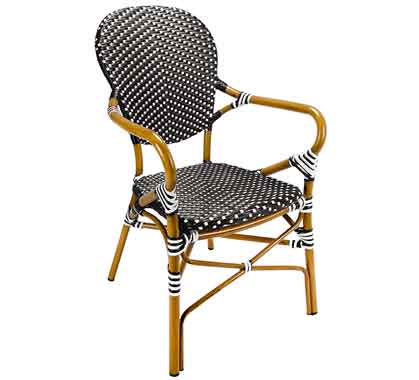 Chaise de Terrasse Parisienne Aluminium Noir et Blanc