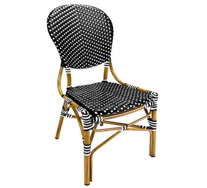Chaise de Terrasse Parisienne Aluminium Noir et Blanc