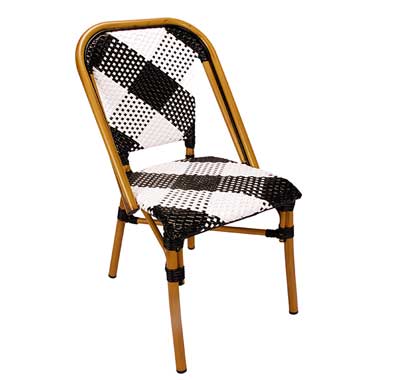 Chaise Bistrot Parisienne Aluminium Noire et Blanche en promotion
