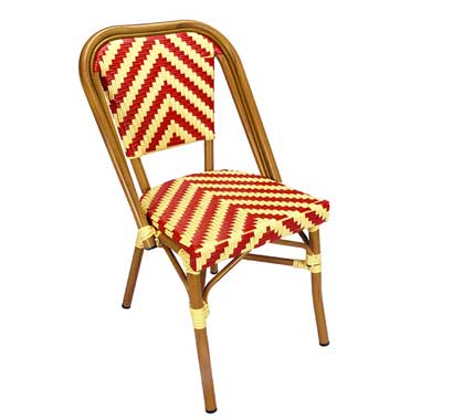 Chaise Bistrot Parisienne Aluminium Rouge et Beige