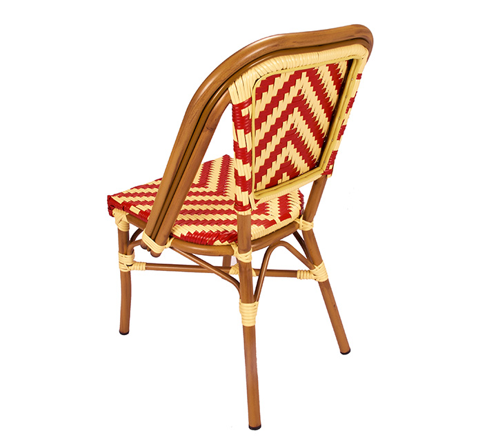 Chaise de Terrasse Parisienne Polyrotin Rouge et Beige  Chaise de
