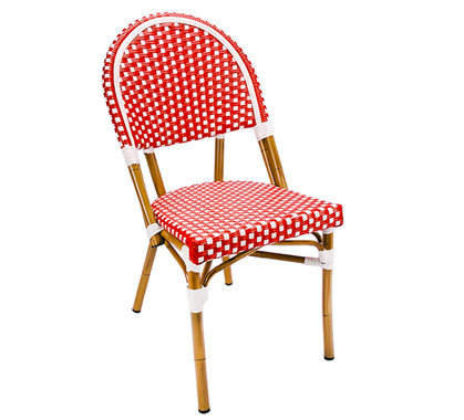 Chaise Bistrot Parisienne Aluminium Rouge et Blanche