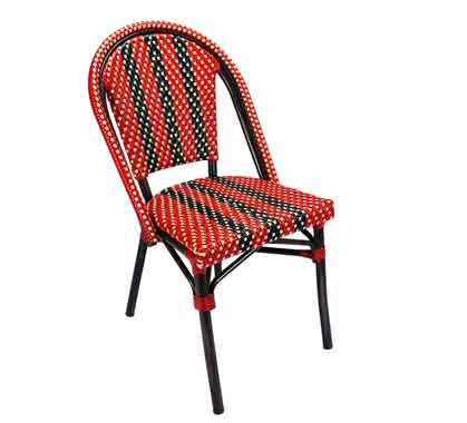 Chaise bistrot Parisienne Aluminium Rouge et Noire