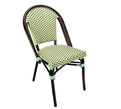 Chaise Bistrot Parisienne Aluminium Verte Pistache et Marron
