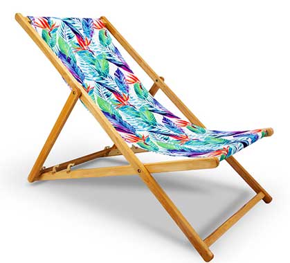 Chilienne Bois Motif Floral Tropical Vert et Mauve L130cm