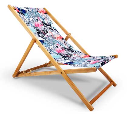 Chilienne Bois Motif Léopard Flamant Rose Papillon L130cm