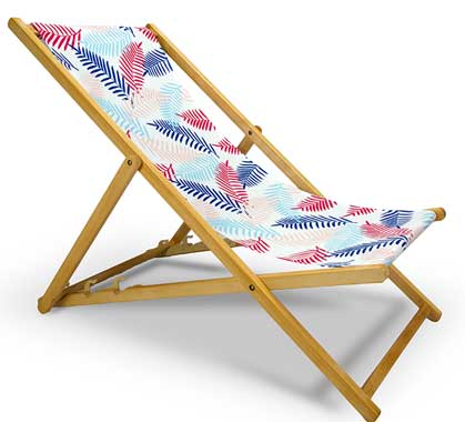 Chilienne Bois Motif Feuille Palmier Bleu et Rose L130cm