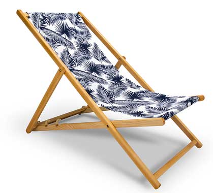 Chilienne Bois Motif Palmier Bleu Foncé L130cm