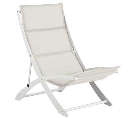Chilienne Pliante Aluminium Haut de Gamme Assise Matelassée Beige