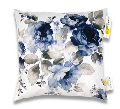 Coussin d'extérieur blanc imprimé fleur bleu 45x45cm