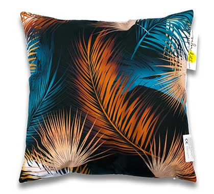 Coussin d'extérieur bleu nuit imprimé jungle feuilles de palmier 45x45cm